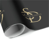 名シンプルパーソナライズされた付き結婚モノグラム ラッピングペーパー (ロールコーナー)