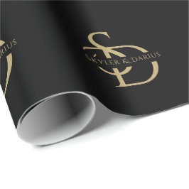 名シンプルパーソナライズされた付き結婚モノグラム ラッピングペーパー