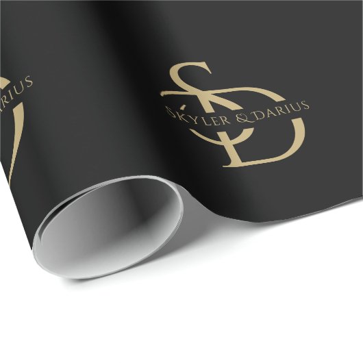 名シンプルパーソナライズされた付き結婚モノグラム ラッピングペーパー (ロールコーナー)