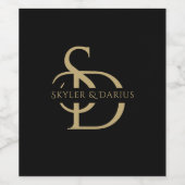 名シンプルパーソナライズされた付き結婚モノグラム ワインラベル (シングルラベル)