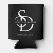 名シンプルパーソナライズされた付き結婚モノグラム 缶クーラー (正面)