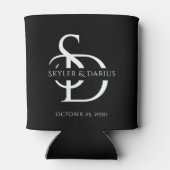 名シンプルパーソナライズされた付き結婚モノグラム 缶クーラー (裏面)