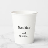 名シンプルミニマル前の追加カスタム花婿介添人 紙コップ (裏面)