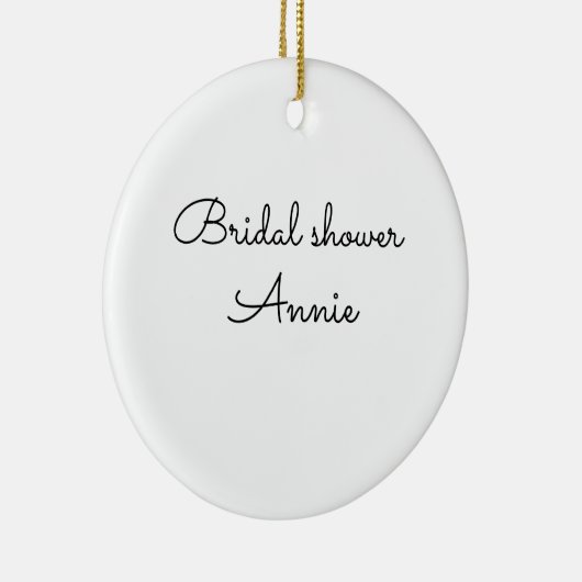 名シンプルミニマル前の追加文字ブライダルシャワー セラミックオーナメント (右)