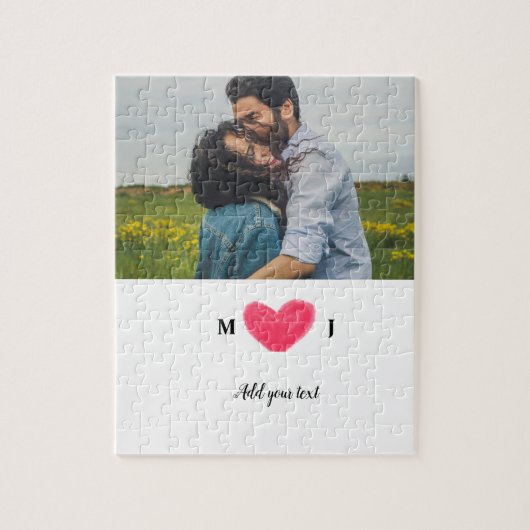 名シンプルミニマル前を追加するphoto monogram invite ジグソーパズル (縦)