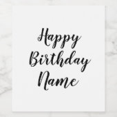 名シンプルミニマル前カードの追加ハッピーバースデー ワインラベル (シングルラベル)