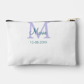 名シンプルミニマル前モノグラム紫の緑の日付を追加 アクセサリーポーチ (裏面)