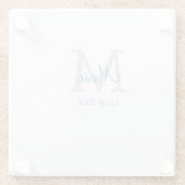 名シンプルミニマル前モノグラム紫の緑の日付を追加 ガラスコースター (裏面)