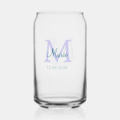 名シンプルミニマル前モノグラム紫の緑の日付を追加 ガラス缶 (裏面)