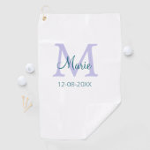 名シンプルミニマル前モノグラム紫の緑の日付を追加 ゴルフタオル (インサイチュ)