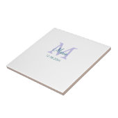 名シンプルミニマル前モノグラム紫の緑の日付を追加 タイル (側面)