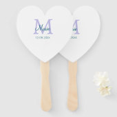 名シンプルミニマル前モノグラム紫の緑の日付を追加 ハンドファン (正面&裏面)