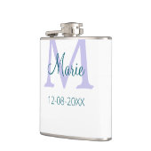 名シンプルミニマル前モノグラム紫の緑の日付を追加 フラスク (左)