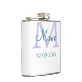 名シンプルミニマル前モノグラム紫の緑の日付を追加 フラスク (右)