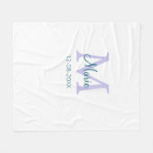 名シンプルミニマル前モノグラム紫の緑の日付を追加 フリースブランケット (正面(横))