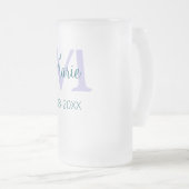 名シンプルミニマル前モノグラム紫の緑の日付を追加 フロストグラスビールジョッキ (正面右)