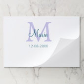 名シンプルミニマル前モノグラム紫の緑の日付を追加 ペーパーパッド (折り畳み)