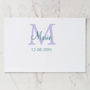 名シンプルミニマル前モノグラム紫の緑の日付を追加 ペーパーパッド