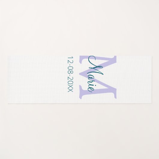 名シンプルミニマル前モノグラム紫の緑の日付を追加 ヨガマット (正面(横))