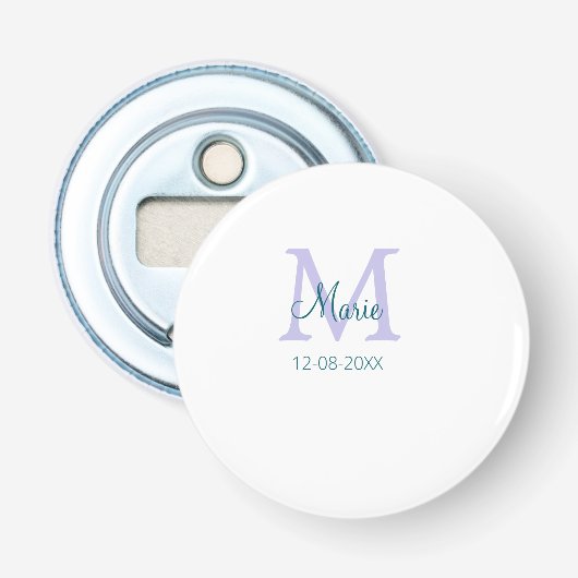 名シンプルミニマル前モノグラム紫の緑の日付を追加 栓抜き (正面)