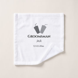 名シンプルミニマル前groomsmanの追カスタム加 ウォッシュタオル