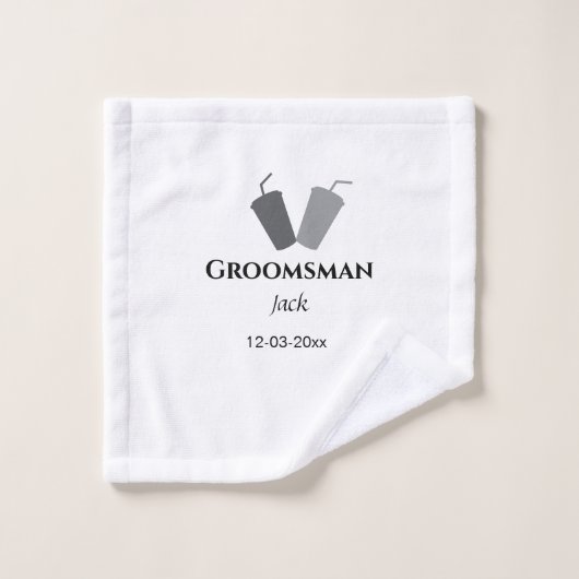 名シンプルミニマル前groomsmanの追カスタム加 ウォッシュタオル (ウォッシュタオル)