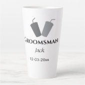 名シンプルミニマル前groomsmanの追カスタム加 カフェラテマグ (正面)