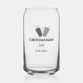 名シンプルミニマル前groomsmanの追カスタム加 ガラス缶
