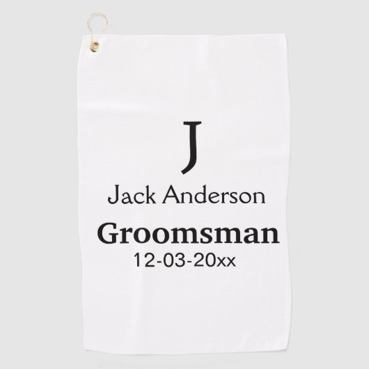 名シンプルミニマル前groomsmanの追カスタム加 ゴルフタオル (正面)