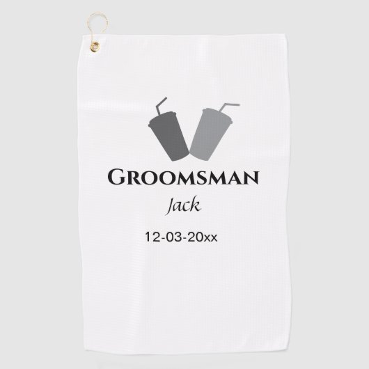 名シンプルミニマル前groomsmanの追カスタム加 ゴルフタオル (正面)