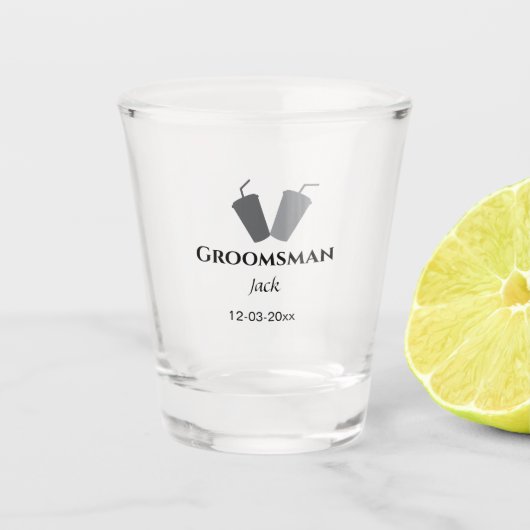名シンプルミニマル前groomsmanの追カスタム加 ショットグラス (正面)