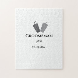 名シンプルミニマル前groomsmanの追カスタム加 ジグソーパズル