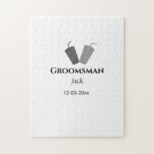 名シンプルミニマル前groomsmanの追カスタム加 ジグソーパズル (縦)