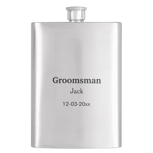 名シンプルミニマル前groomsmanの追カスタム加 フラスク (正面)