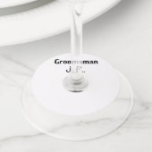 名シンプルミニマル前groomsmanの追カスタム加 ワイングラスタグ (クローズアップ)