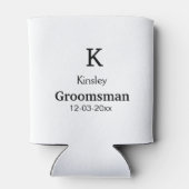 名シンプルミニマル前groomsmanの追カスタム加 缶クーラー (裏面)