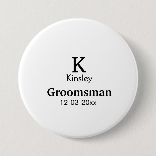 名シンプルミニマル前groomsmanの追カスタム加 缶バッジ (正面)