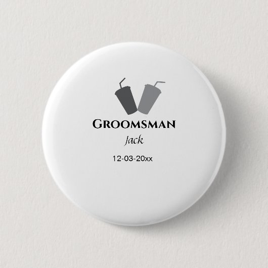 名シンプルミニマル前groomsmanの追カスタム加 缶バッジ (正面)