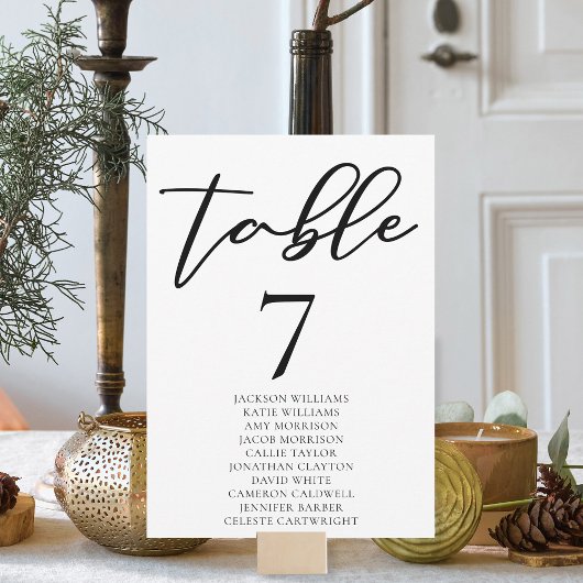 名シンプル付き黒タイポグラフィテーブル番号