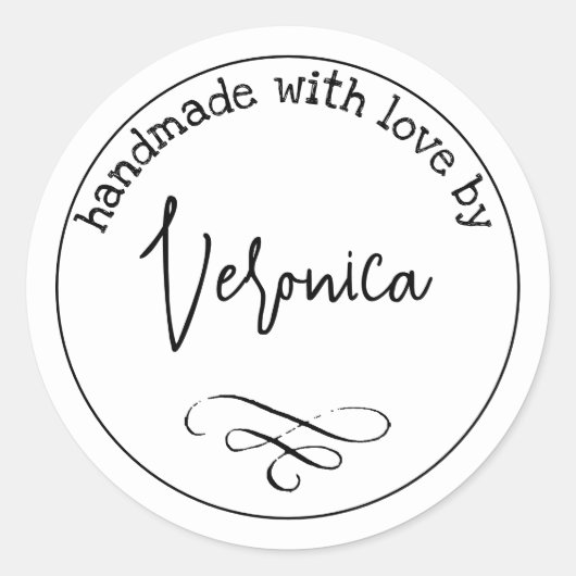 名シンプル前で愛で手作りカスタムの ラウンドシール (正面)