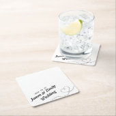 名シンプル前のコースター付き結婚ハート スクエアペーパーコースター (インサイチュ)