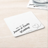 名シンプル前のコースター付き結婚ハート スクエアペーパーコースター (アングル)