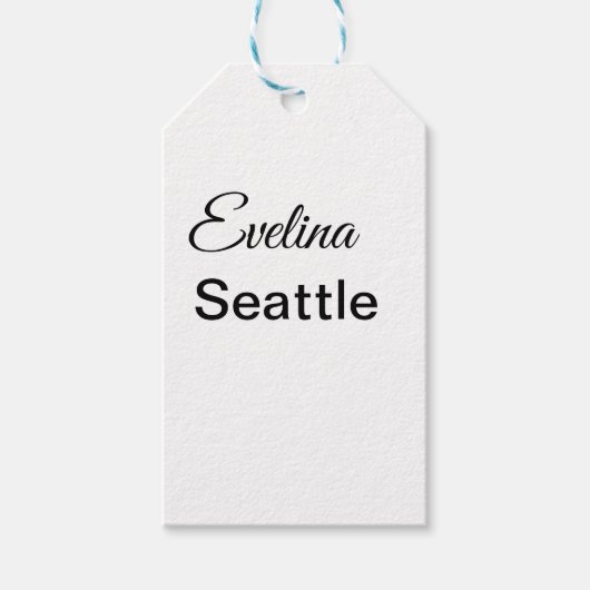 名シンプル前の追加ミニマル文字プレイスシティクスト ギフトタグ (正面)