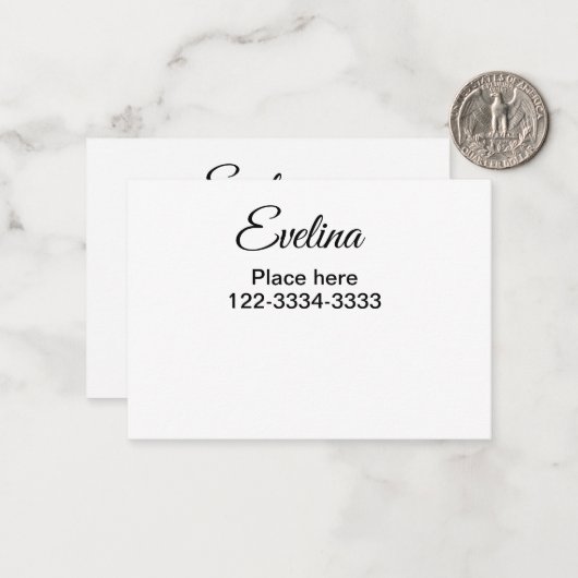 名シンプル前の追加ミニマル文字プレイス市内電話 ノートカード (正面/裏面インサイチュ)