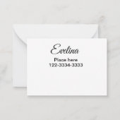 名シンプル前の追加ミニマル文字プレイス市内電話 ノートカード (裏面)