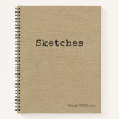 名シンプル前素朴付きBurlapパターン ノートブック (正面)