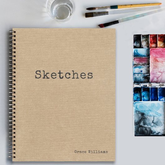 名シンプル前素朴付きBurlapパターン ノートブック