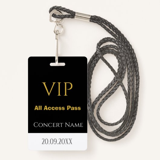 名シンプル日VIP All Access Pass Concert バッジ (正面ランヤード)