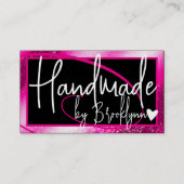 名スタイリッシュガーリー前でハンドメイドされたピンクのフレームハート 名刺 (正面)