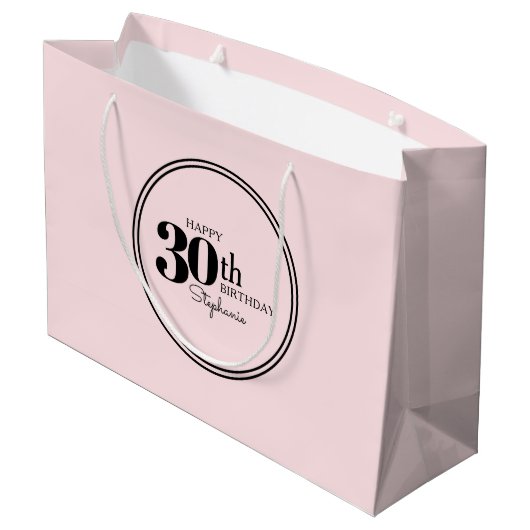名スタイリッシュフェミニン前の30歳の誕生日パーティー ラージペーパーバッグ (裏面アングル)